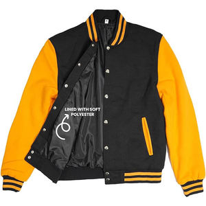 2025, venta al por mayor, prendas de vestir personalizadas, chaquetas universitarias de bombardero para hombre, bloqueo de Color, cierre de cremallera, letra Vintage, logotipo de Color personalizado - Product Image 5