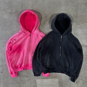 Sweat à capuche zippé vintage personnalisé OEM en coton épais surdimensionné délavé à l'acide pour hommes - Product Image 1