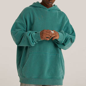 Ropa de calle Sudadera con capucha Algodón French Terry Acid Wash Vintage Logotipo personalizado Oversized Stone Wash Sudaderas con capucha desgastadas - Product Image 6