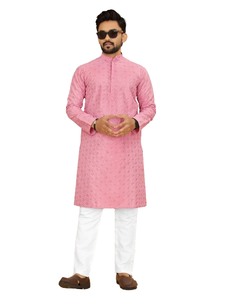 Eid Special Modern KURTA PIJAMA para HOMBRE Diseñador de manga larga Pathani Kurta y Churidar Pijama Set Bollywood Fashion - Product Image 2