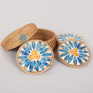 Vaisselle décorative au toucher brillant de luxe de choix chauds incrustation à la main Capiz sous-verres en nacre du Vietnam - Product Image 3