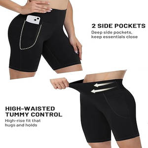 Shorts de sport pour hommes en gros, taille haute, design simple, compression estivale, antibactérien, élasthanne/nylon, taille élastique, noir, en vrac - Product Image 4