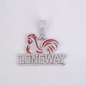 Pendentif Hip Hop pour Homme en Argent Sterling 925 Fait Main et Personnalisé, Moissanite Givrée Taille Brillant, Diamant Clarté VVS, Rhodié, pour Soirée - Product Image 1