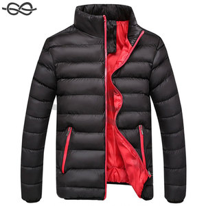 Veste d'hiver décontractée pour hommes avec col montant manches longues poches de manteau chaud coupe-vent léger à fermeture éclair-Noir - Product Image 5