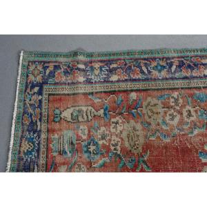 พรมตุรกีวินเทจ ขนาด 5.9x9.5 ฟุต สีแดงน้ำเงินล้วน - Product Image 4