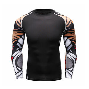 Custom <b>Mens</b> Long Sleeve <b>Compression</b> Top Athletic Skin Fit Sportswear OEM ODM Rash Guard For <b>Mens</b> - Product Image 4