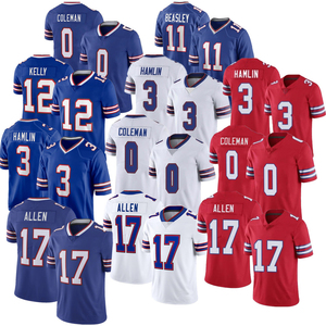 Camisetas de Fútbol Americano 17 Josh Allen 0 Coleman 4 James Cook 86 Kincaid 18 Cooper 88 Knox VP Limitadas Cosidas Transpirables - Product Image 2