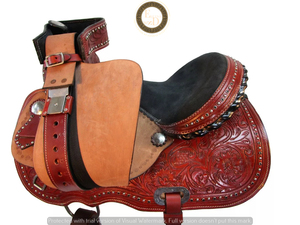 Premium SAISHAS Western DD Asiento de carreras de barril de cuero genuino Hecho a mano Rendimiento ligero Equitación Show Horse Rodeo - Product Image 6
