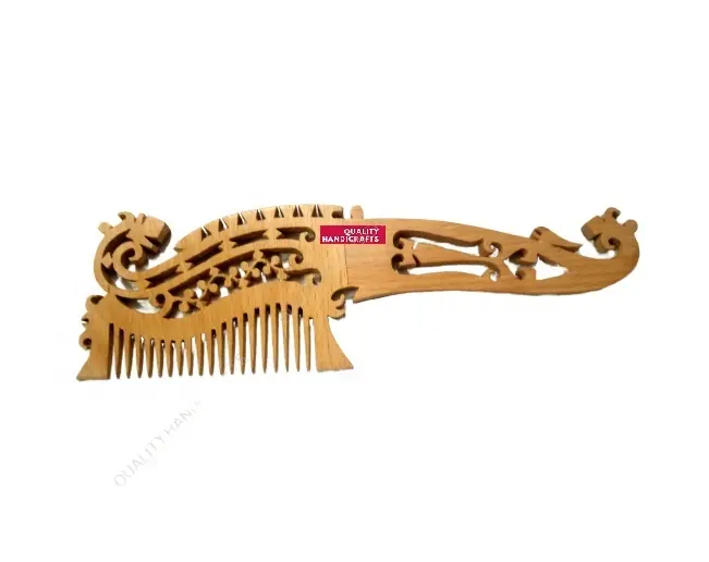 Peigne en bois pour cheveux et barbe de meilleure qualité Design éléphant Peigne à cheveux écologique de haute qualité de l'Inde par Quality Handicrafts