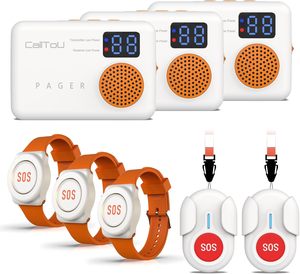 Daytech 500ft + Nhà Hàng Dịch Vụ Không Dây Hệ Thống Đặt Hàng Rung Máy Nhắn Tin Bảng <span class=keywords><strong>Buzzer</strong></span> Y Tá Chuông Giúp Nút Cảnh Báo Cho Người Cao Niên - Product Image 1