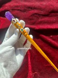 Vente chaude meilleure qualité baguette en cristal en bois fabriqué à la main avec baguette magique en pointe d'améthyste naturelle pour cadeaux artisanat et pierre sculptée - Product Image 2