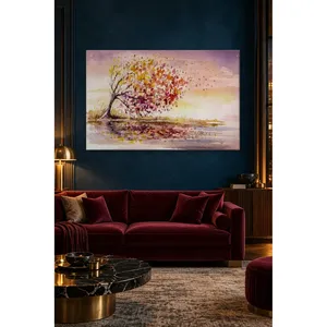 Fida Tree Scattering Leaves in the Wind Watercolor <b>Canvas</b> Print - Product Image 3