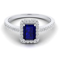 Collection de Luxe Bague en Or Jaune Massif 14 Carats, Diamant Naturel Véritable, Saphir Bleu Personnalisé, pour Fiançailles, Mariage, Bijoux Femme