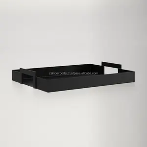 Bandeja Decorativa de Metal de Lujo para Mesa, Diseño Rectangular Pulido con Patrones Martillados, Multifuncional - Product Image 3