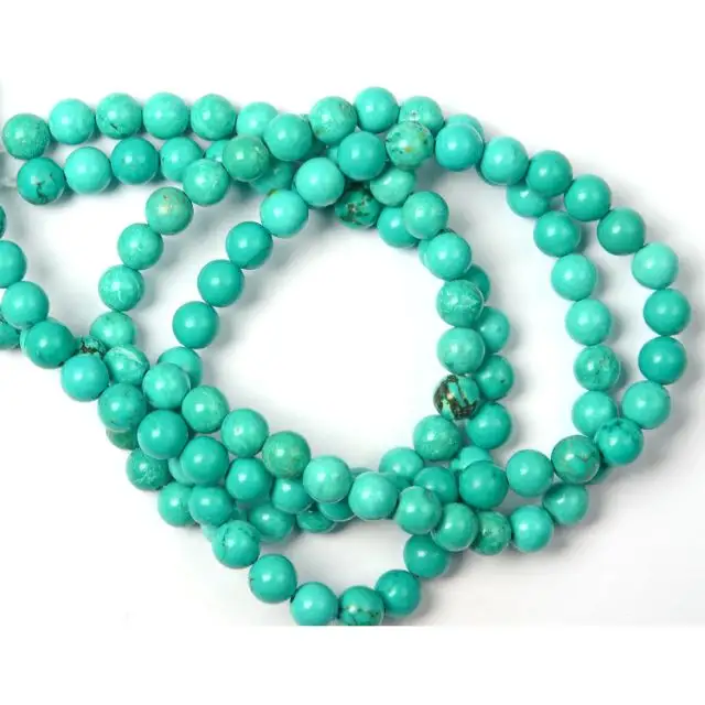 Tự nhiên Turquoise màu xanh đá quý hạt 6 mét vòng hình dạng mịn Turquoise hạt đối với trang sức làm