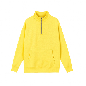 Sweat-shirts pour femmes, nouvelle mode d'hiver, tissage uni, style poche kangourou, col rond, fermeture éclair quart, logo personnalisé - Product Image 5