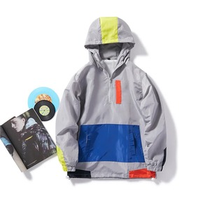 Veste à capuche décontractée pour hommes avec protection solaire Nouvelle version coréenne Veste en toile de couleur assortie pour l'été et l'hiver Fermeture à glissière - Product Image 5