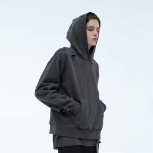 Streetwear lourd avec tissu polaire d'impression en relief Sweat à capuche Boxy de haute qualité du Pakistan Design en détresse pur coton - Product Image 3