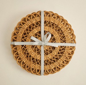 Lot de 3 sets de table ronds en rotin, assiettes de table pour fête - Product Image 1