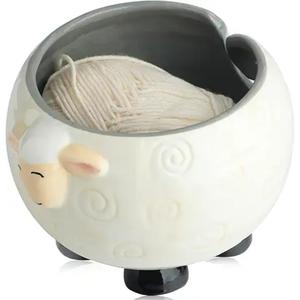 Bol de fil de mouton porte-fil mignon en céramique tricot porte-fil à coudre dessin animé Crochet bol cadeaux clé bol pour Crochet à tricoter - Product Image 5