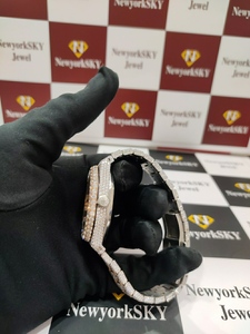 Montre-bracelet de luxe de marque top mode bling mécanique de luxe style hip hop en acier inoxydable pleine moissanite diamant glacé - Product Image 4