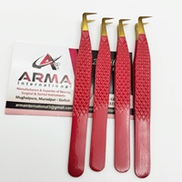 Pince à cils professionnelle ARMA INTERNATIONAL à 90 degrés, volume accru, pointe en plasma lisse dorée, logo personnalisé, acier inoxydable durable