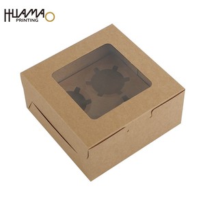 Boîtes à cupcakes en papier kraft personnalisées en gros avec fenêtre, tailles variées (1/2/4/6/8/12 trous), emballage de desserts recyclable pour boulangerie - Product Image 1