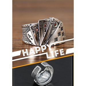 GAUEIOUR Premium lega di Poker anello con Design aperto regolabile Hip Hop stile gotico filo Vintage stile gotico per giocatori fortunati - Product Image 5