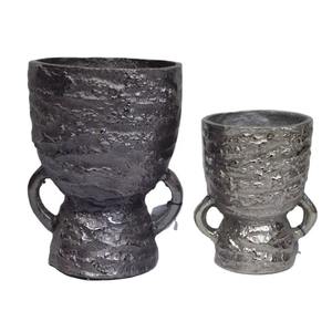 Jarrón de mesa de aluminio fundido moderno, acabado negro y plateado, elegante jarrón de Metal, decoración de mesa Interior para el hogar, manualidades - Product Image 4