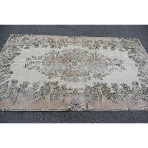 Turkish Rug, Area 4.9x8 ft Vintage Rug, <b>Brown</b> Floral <b>Wool</b> Rug - Product Image 3