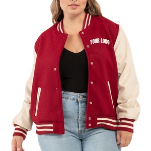 OEM 2025 de alta calidad personalizada señoras Varsity chaqueta piel de oveja cuero algodón relleno de moda al por mayor para las mujeres - Product Image 1
