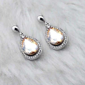 Kriaa Brown Crystal Stone Rhodium Plated Dangler <b>Earrings</b> <b>Fine</b> <b>Cuff</b> 1313655D - Product Image 1