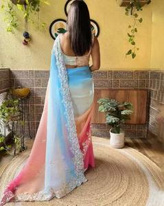 Royal Look Indian Bollywood Saree Designer Exclusive Georgette Sari Party Wear Impresionante Look Trendy Showstopper Superventas - Product Image 4