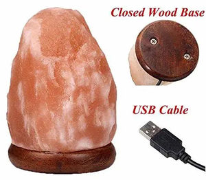 Lámparas de Sal del Himalaya Rosadas, de Cristal Natural de Pakistán, con Base de Madera para Decoración - Product Image 4