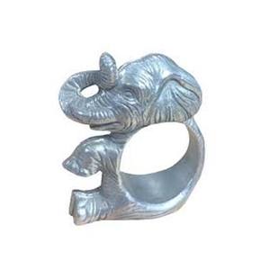 Napkin Ring Embossed <b>Elephant</b> Design Metal ring for napkins Silver Metal Alloy monogrammed Inner Side Round Cut napkin rings - Product Image 1