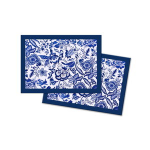 Alfombrillas de mesa de comedor de secado rápido de color azul tinta real, acabado Jacquard de algodón tejido ligero con diseño bordado GOTS mínimo - Product Image 4