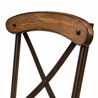Chaise de salle à manger AKKU ART en métal avec dossier croisé et assise en bois |   Sièges pour restaurant bistro industriel |   Chaise de café empilable pour salon et hôtel