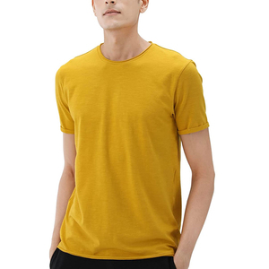 <b>Yellow</b> Custom Logo <b>T</b> <b>Shirts</b> For Men Knitted Slim-Fit Workout Clothing With New Design Short Sleeve OEM - Product Image 1