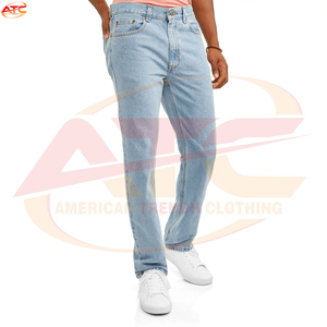 กางเกงยีนส์ของผู้ชายผ้าแคนวาสสสต็อกใหม่กางเกงยีนส์ของผู้ชายคุณภาพสูงแบบกำหนดเองได้สไตล์สีพื้นน้ำหนักเบา - Product Image 3