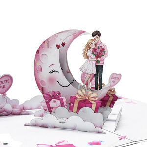 Best Seller Top Trending Handmade 3D Pop Card Custom Design Love Moon <b>Paper</b> Art Offset Printing - Product Image 1