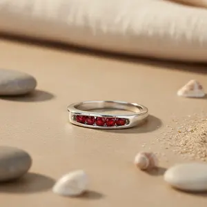 Silver Ruby & Diamond <b>Vintage</b> Style <b>Ring</b> for Women Classic 18K White <b>Gold</b> Plated Perfect Wedding Gift Jewelry - Product Image 1