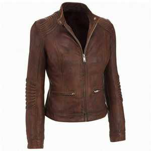 Women's Biker Style Real <b>Leather</b> Jacket Winter Breathable Viscose Lining Direct Factory Wholesale Top Sale Short Jackets Sialkot - Product Image 1