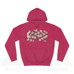 Sweats à capuche pour femmes de qualité supérieure, broderie 3D, coton écologique mélangé, fleur de marguerite blanche, streetwear surdimensionné, haute qualité - Product Image 4