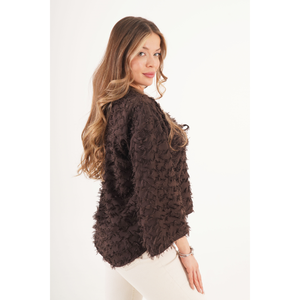 Kimono Cardigan con Flecos y Cintura Ajustable para Mujer, Marca LUSTRIN, Ligero, de Poliéster, para Playa, Color Marrón, Tallas S-M-L, Venta al Por Mayor - Product Image 2