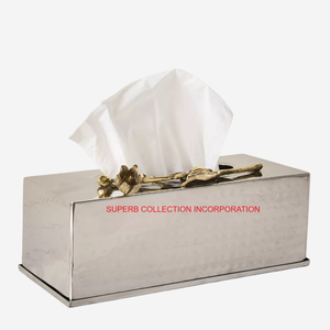 Boîte à mouchoirs en aluminium de qualité créative avec finition dorée Calla Lily Branch Fancy Kitchen Countertop Boîte à mouchoirs en métal Porte-serviettes - Product Image 4