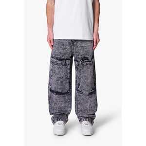 Vaqueros Cargo V741 Gris Lavado Ácido Intenso 100% Algodón Negro de 13 oz, Corte Holgado/Relajado - Product Image 3