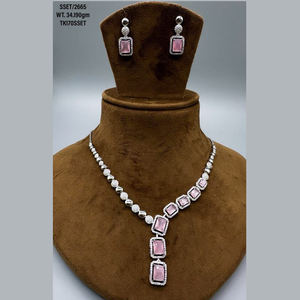Luxury 925 Sterling Silver <b>Pink</b> Zircon <b>Jewellery</b> Necklace Earrings <b>Set</b> Bridal Ruby Gemstone CZ Pendant Necklaces <b>Jewellery</b> <b>Set</b> - Product Image 4