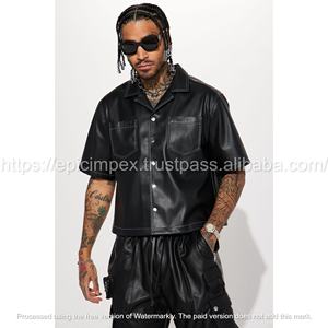 Veste d'hiver décontractée nouveau style pour hommes en cuir PU épais noir - Product Image 4