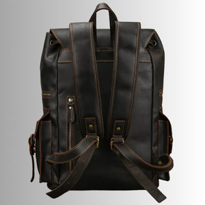 Mochila de cuero genuino de primera calidad para hombres, bolsa de viaje para computadora portátil de gran capacidad, logotipo personalizado, elegante y duradero - Product Image 2