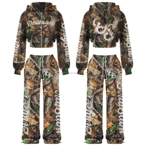 Conjunto Deportivo Personalizado de Estilo Urbano, de Algodón Francés, para Hombre, Sudadera Holgada con Efecto Deslavado Ácido y Pantalones Deportivos - Product Image 1